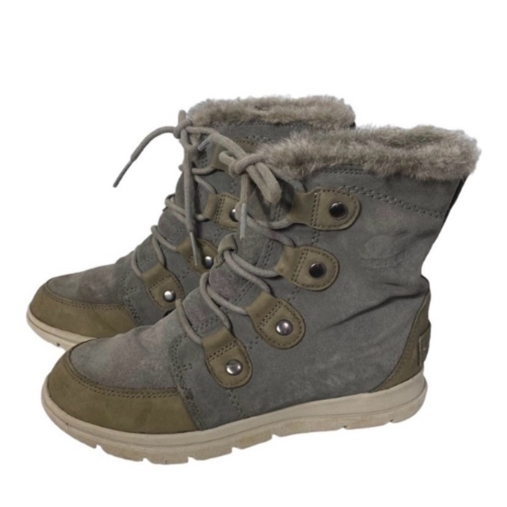 Sorel Women's Explorer Joan Leather/Suede Faux Fur Ankle Tall Winter Boots 7